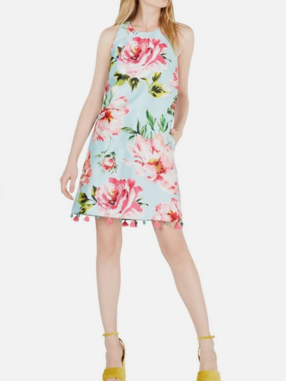 Laundry by Shelli Segal Women's Sleeveless Floral Pom Pom Dress - Picture 13 of 13